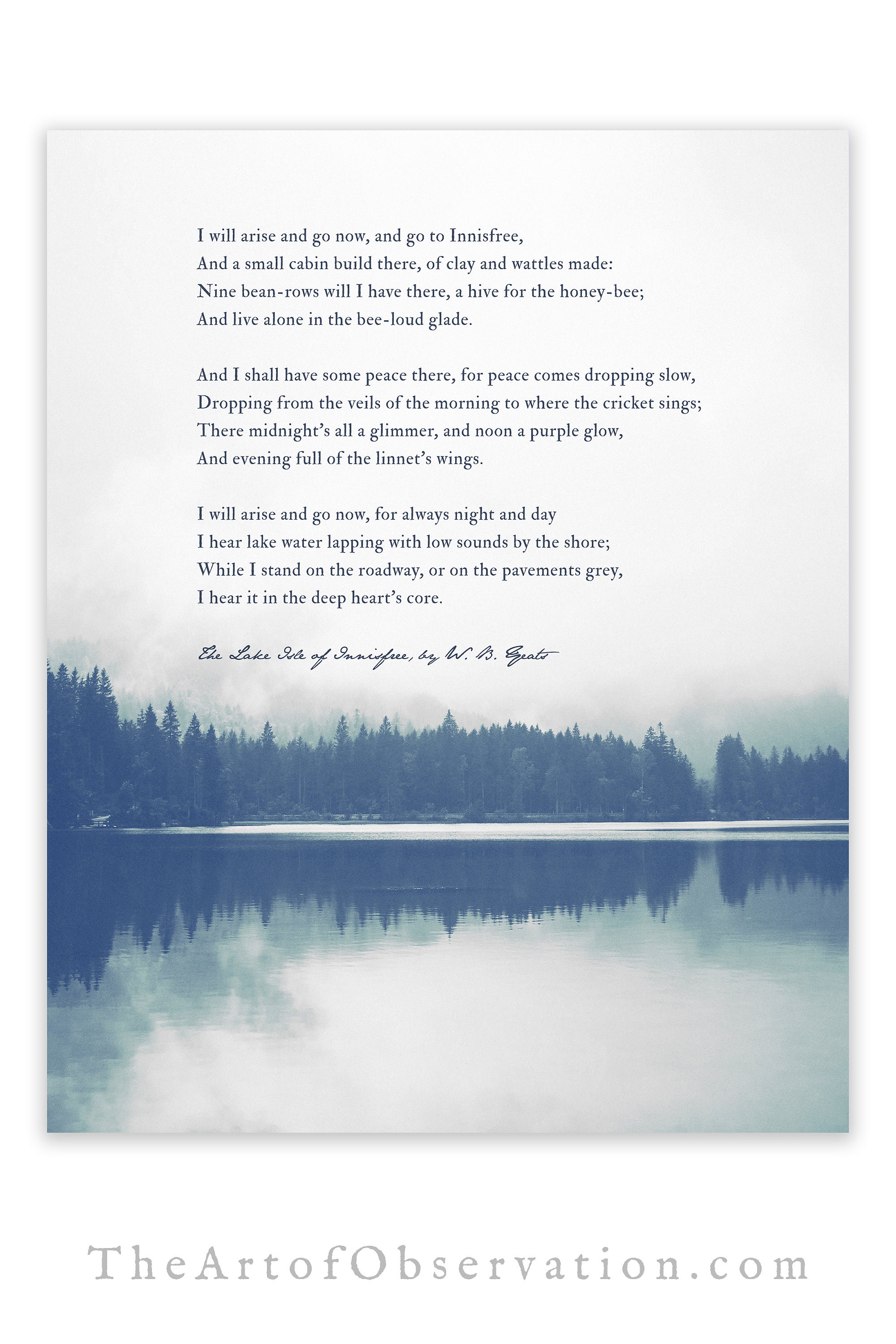 The Lake Isle of Innisfree Poem Yeats quote wall art poetry Etsy The Lake Isle of Innisfree Poem Yeats quote wall art poetry Etsy