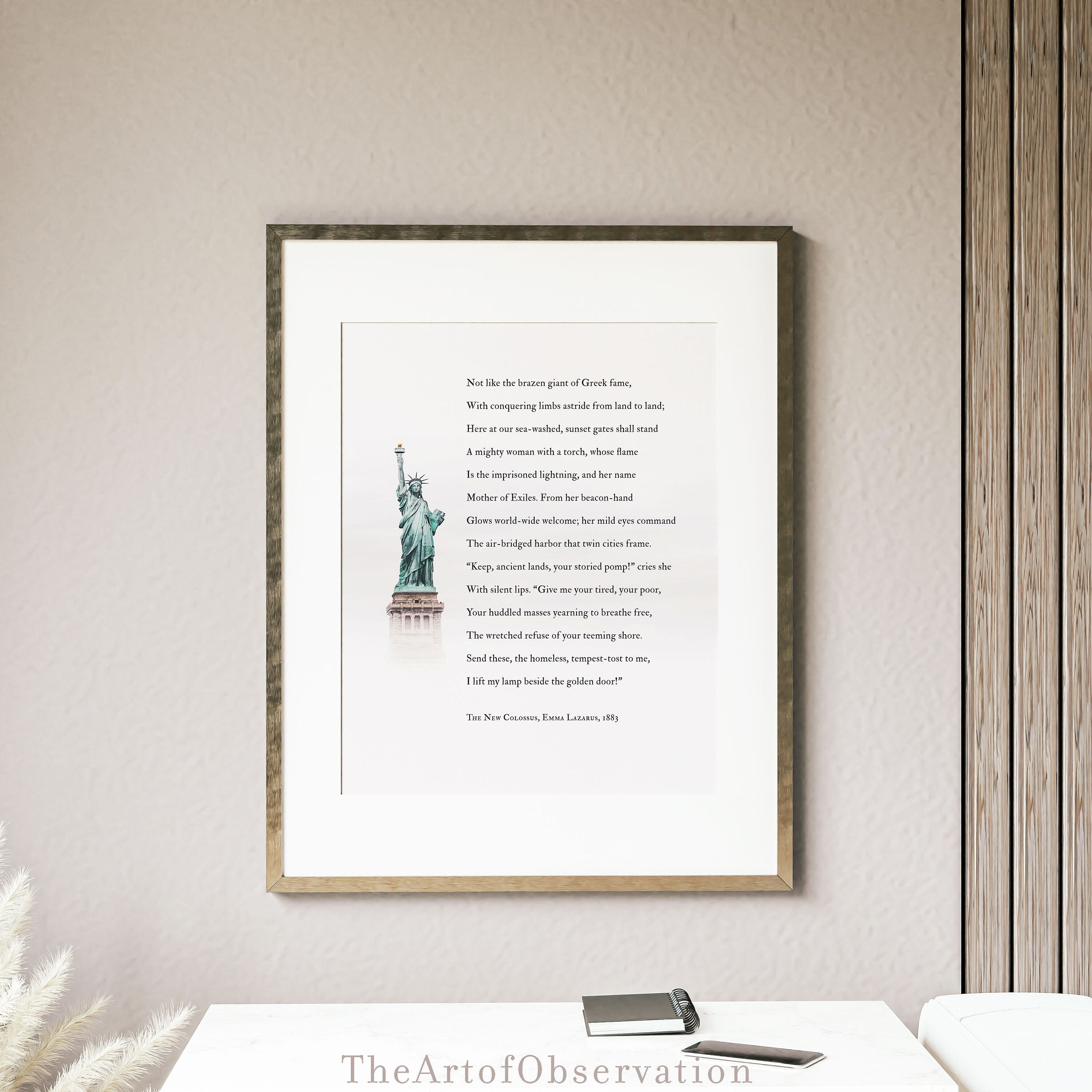 Citizenship Gift Statue of Liberty Poem Framed the New Colossus