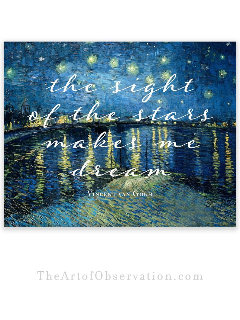 Van Gogh Quote Wall Art Print the Sight of the Stars Makes Me Etsy