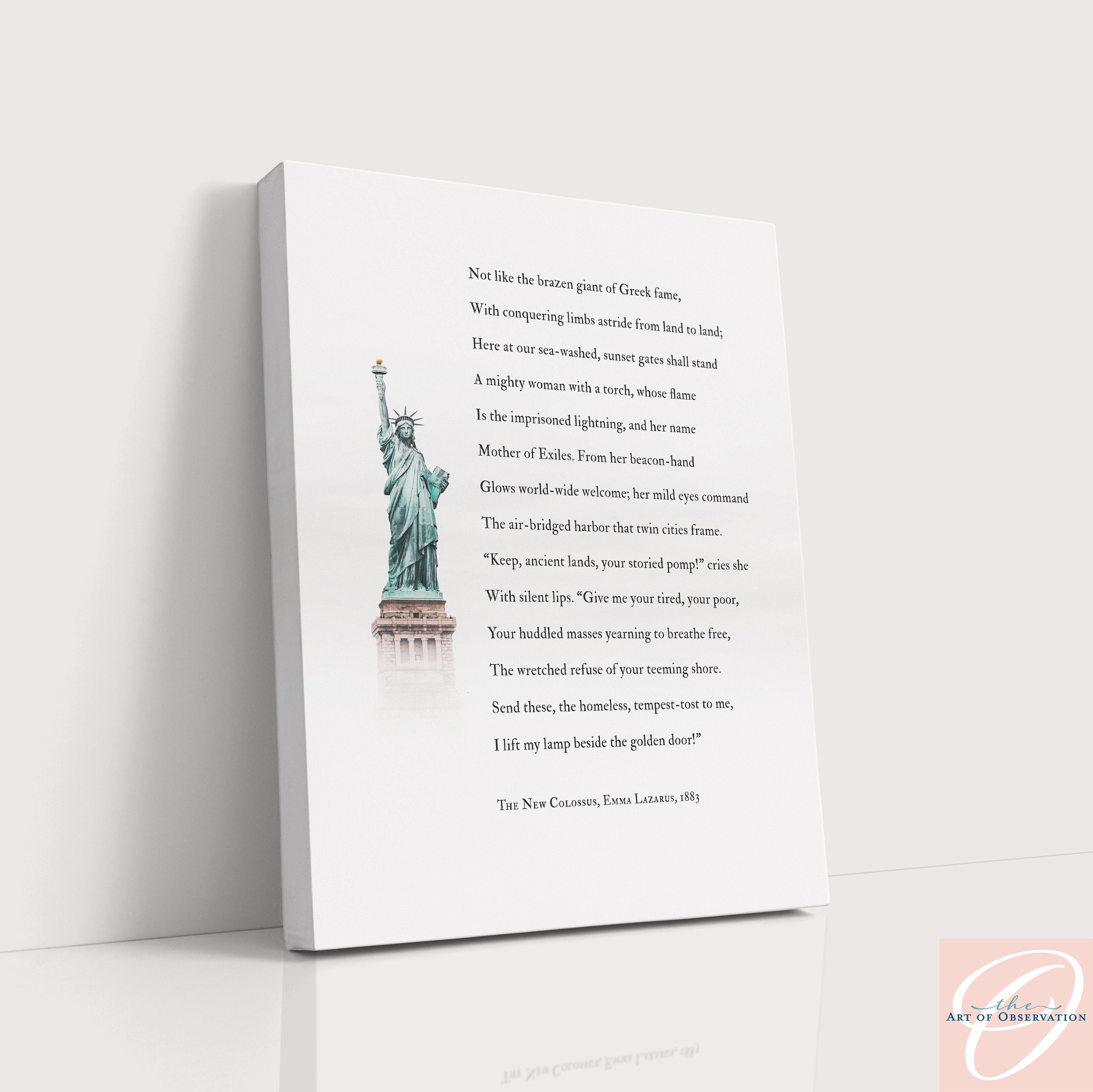 Citizenship Gift Statue of Liberty Poem Framed the New Colossus