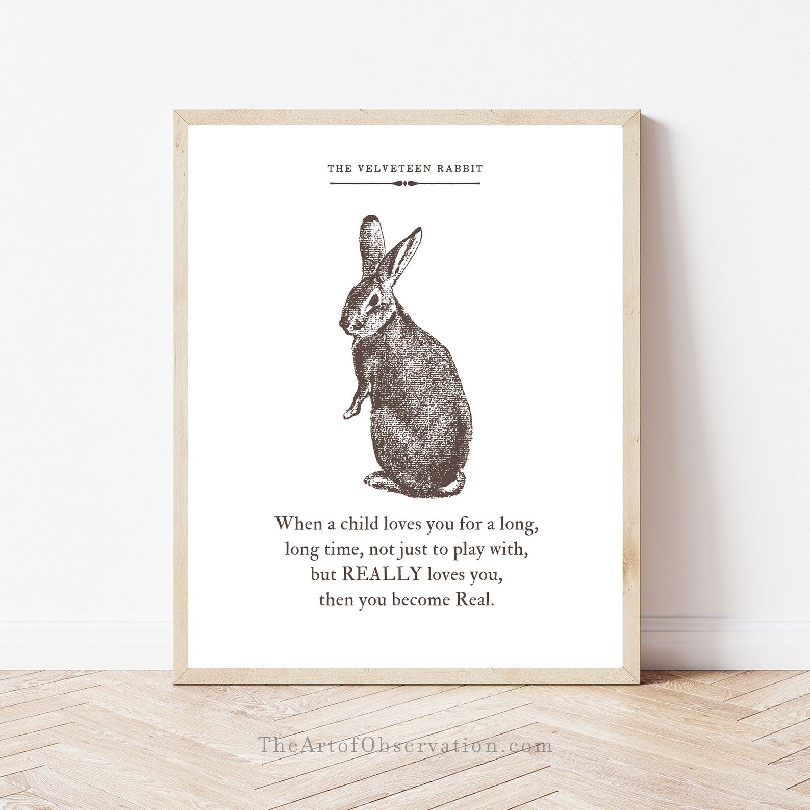 Velveteen Rabbit Quote Wall Art Print Literary Quote Gift for Etsy