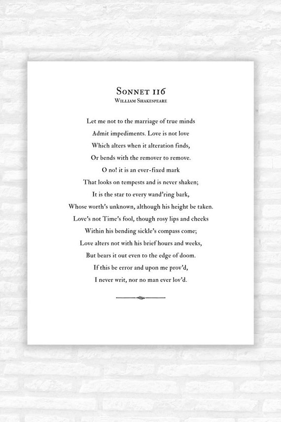 sonnet 116 by shakespeare poetry print