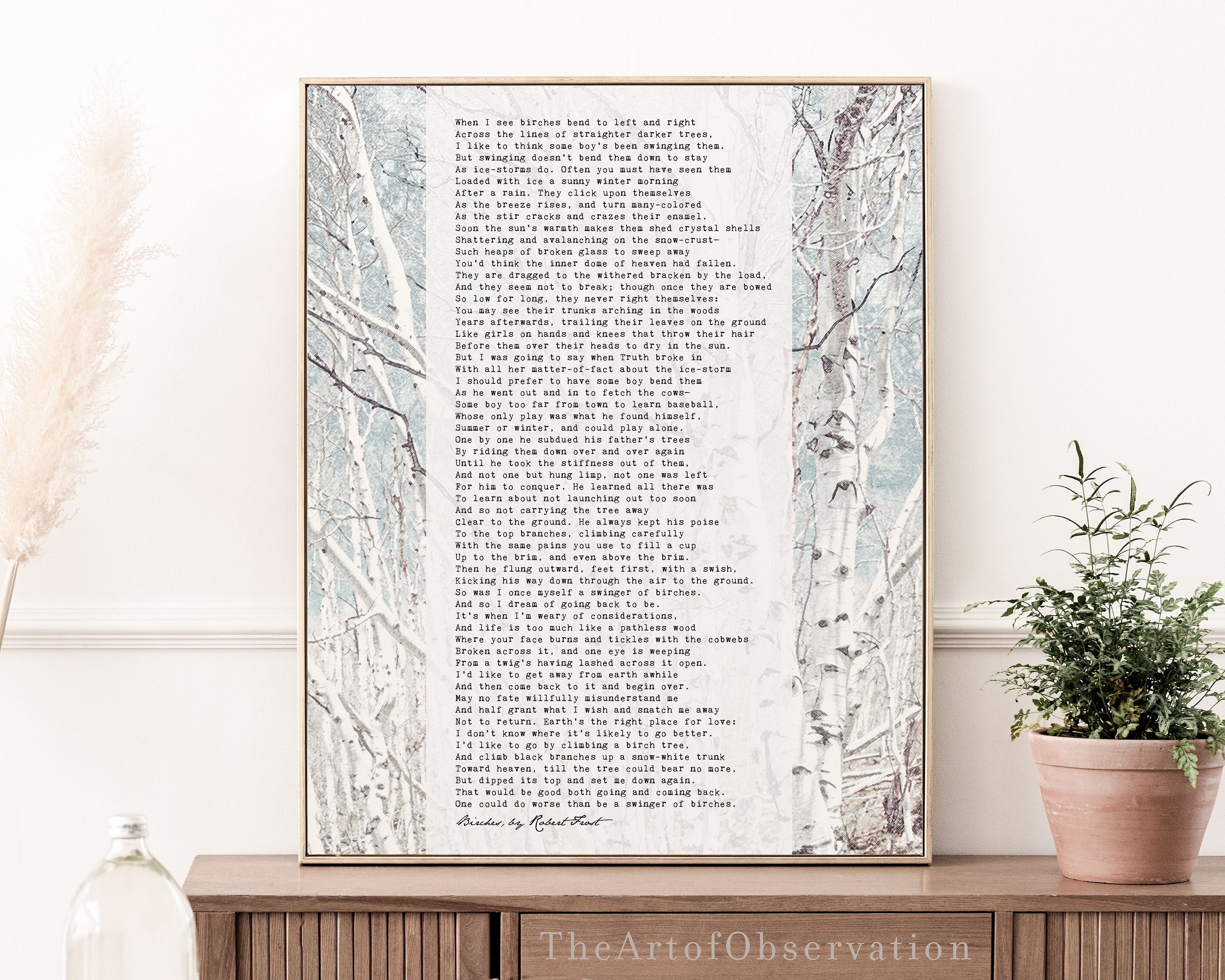 Robert Frost Birches Poem Wall Art Print Robert Frost Poetry picture