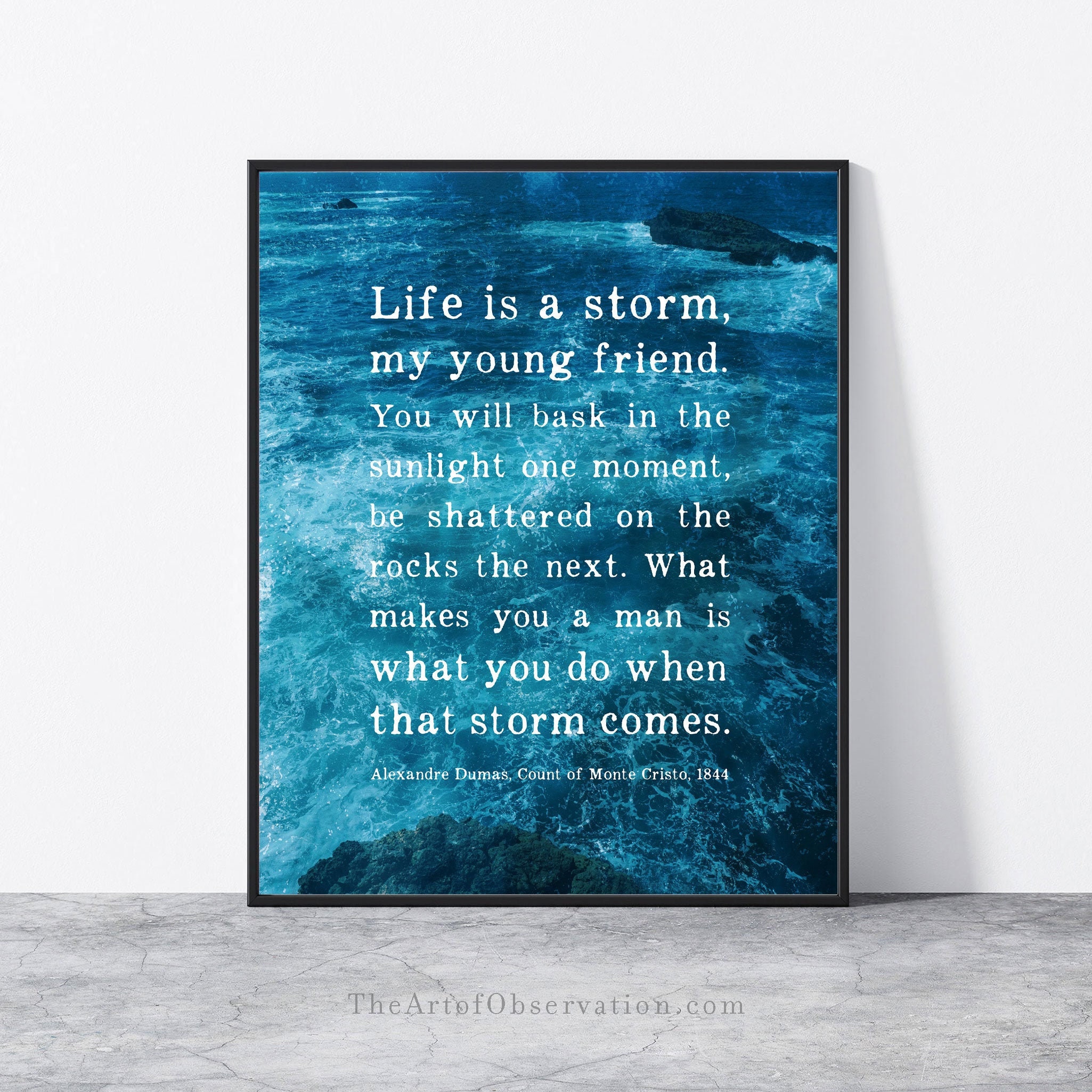Count of Monte Cristo Quote Ocean Wall Art Print Teen Boy Etsy