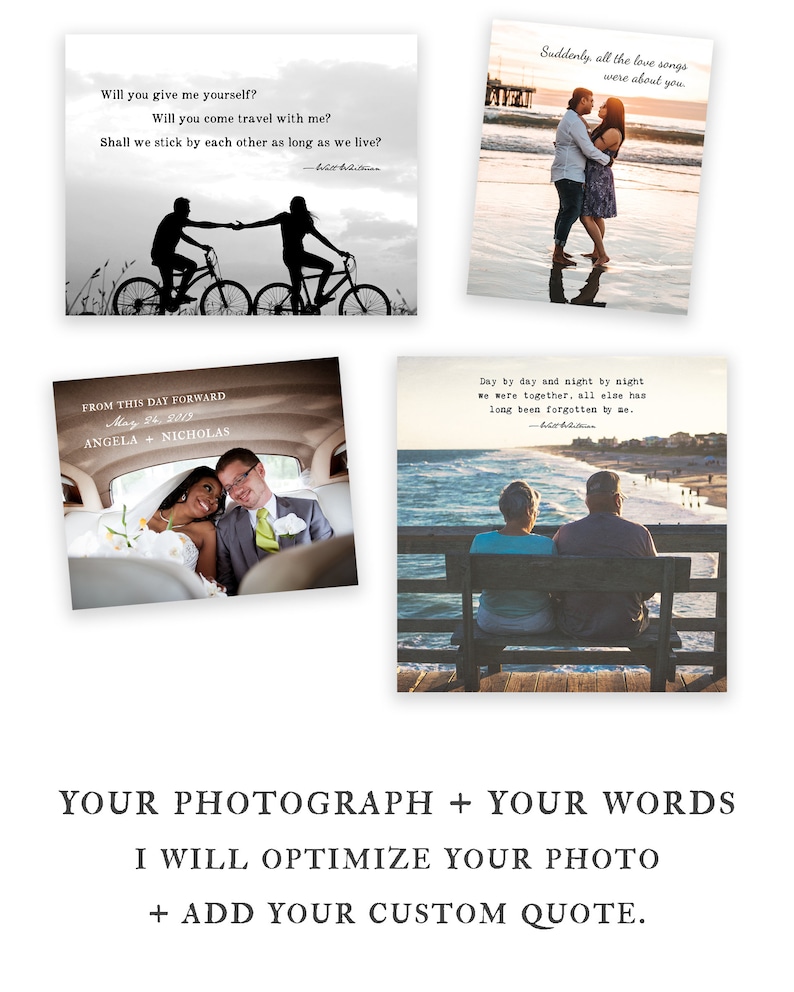 Custom Quote Photo Gift custom picture with words Personalized photo with words over image Custom photo with text Personalized gift for her image 3