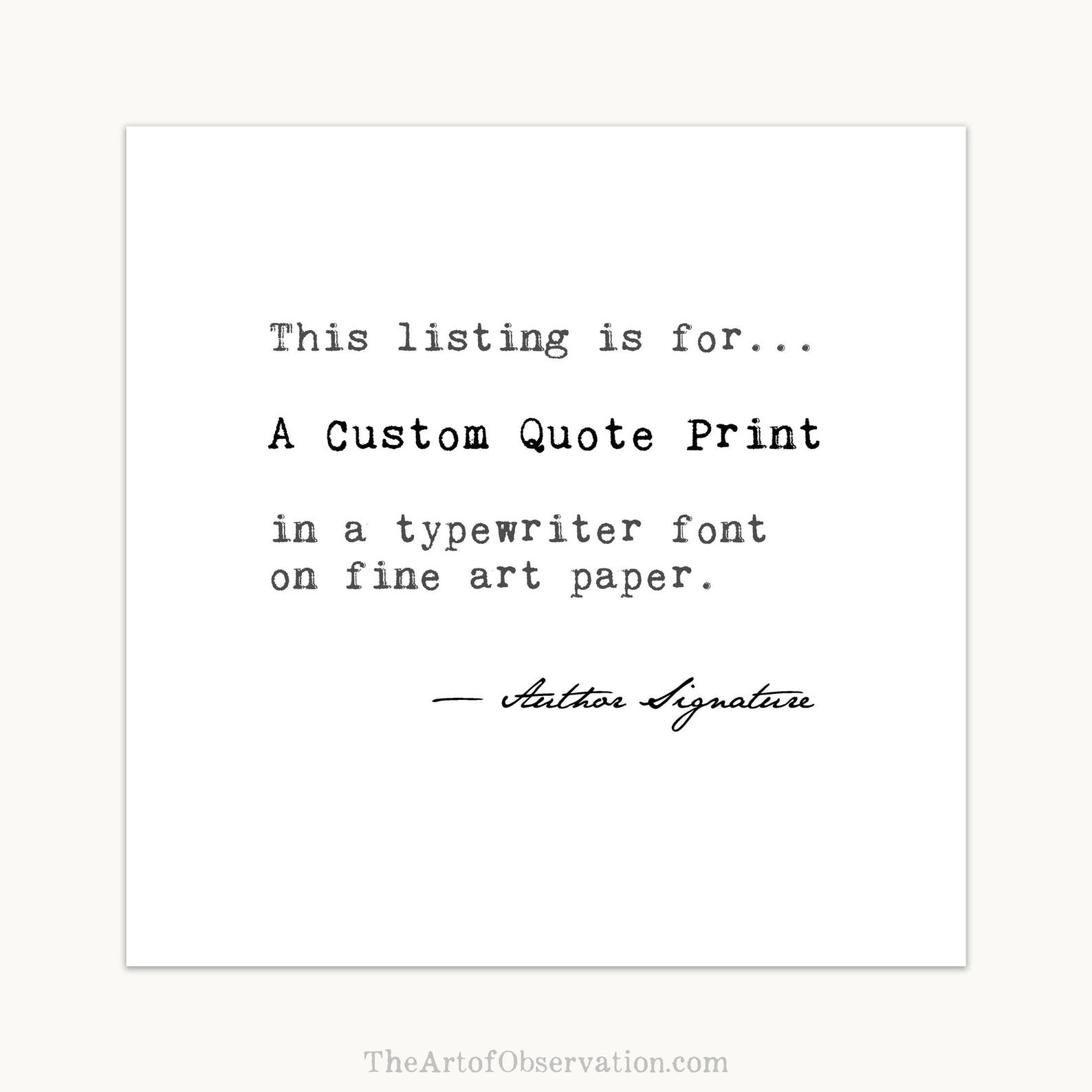 Custom Typewriter Quote Print Personalized gift for her Etsy