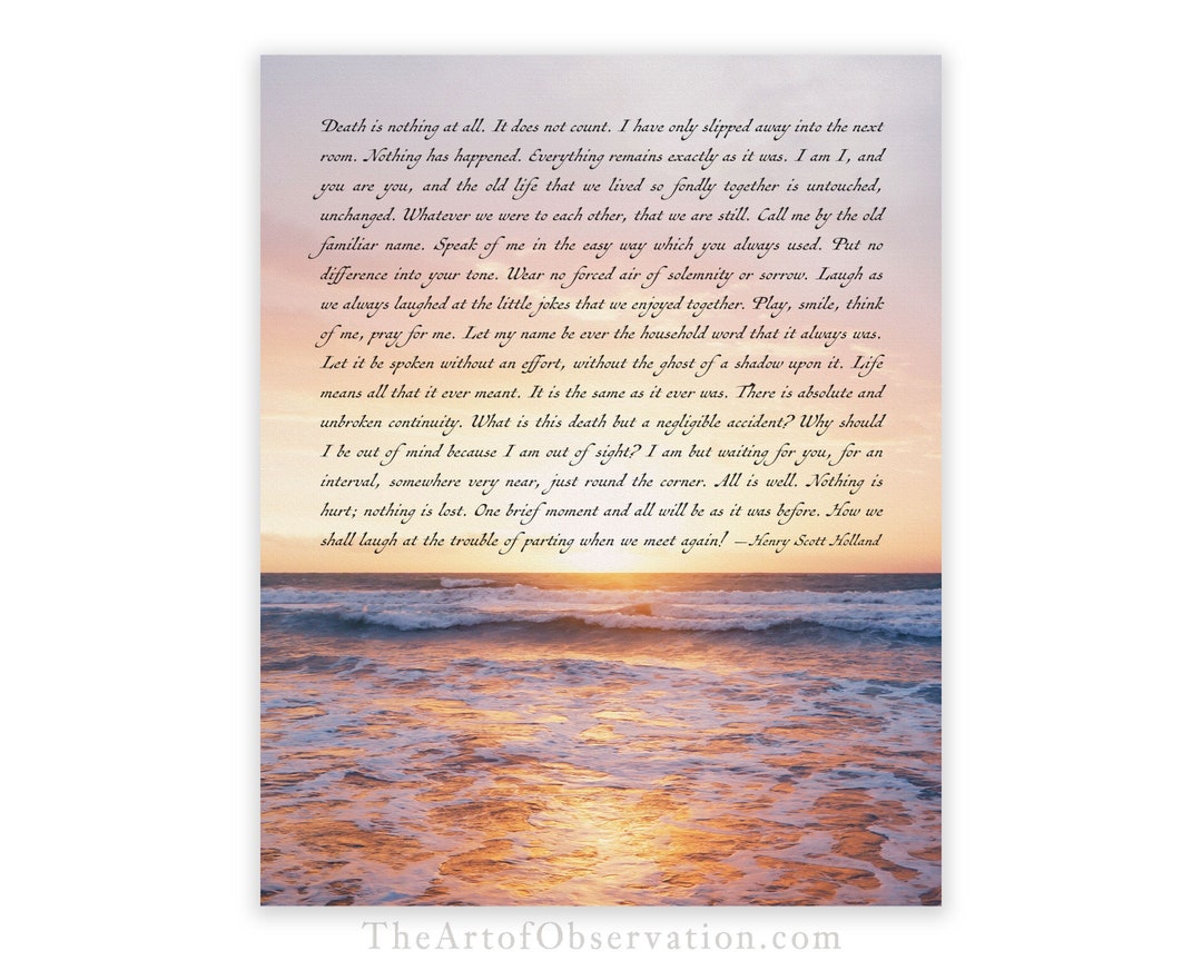 Death is Nothing at All Quote Wall Art Print Loss of Loved One Sympathy ...