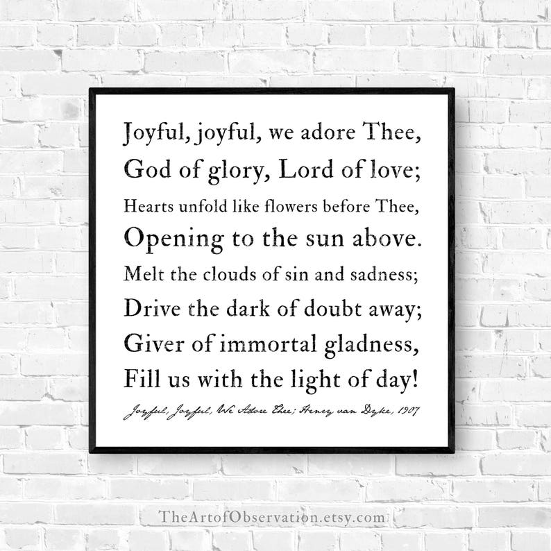 Joyful Joyful We Adore Thee Printable Lyrics