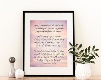 The Gate of the Year Poem Quote Wall Art Poster Print God Knows by Minnie Louise Haskins New Years poetry gift Gate of the Year art print