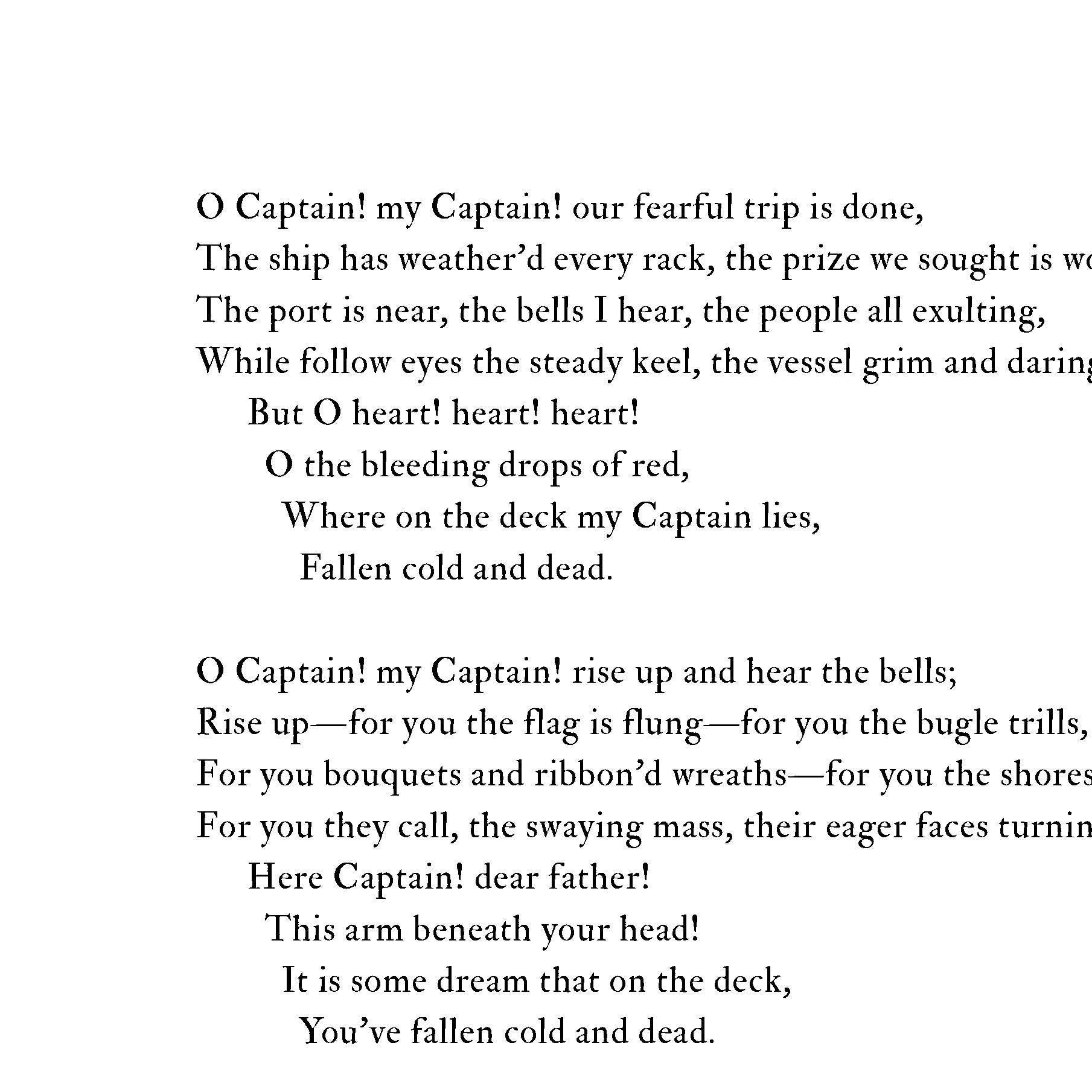 Walt Whitman poem O Captain My Captain poem print Etsy
