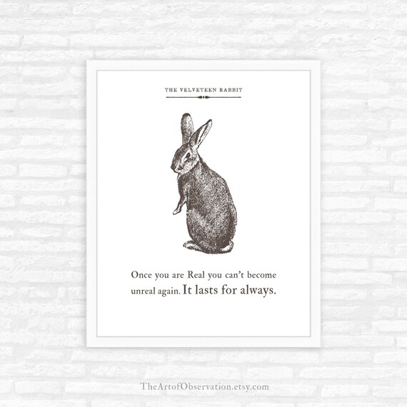 Velveteen Rabbit Quote Print Literary Gift Nursery Decor Etsy
