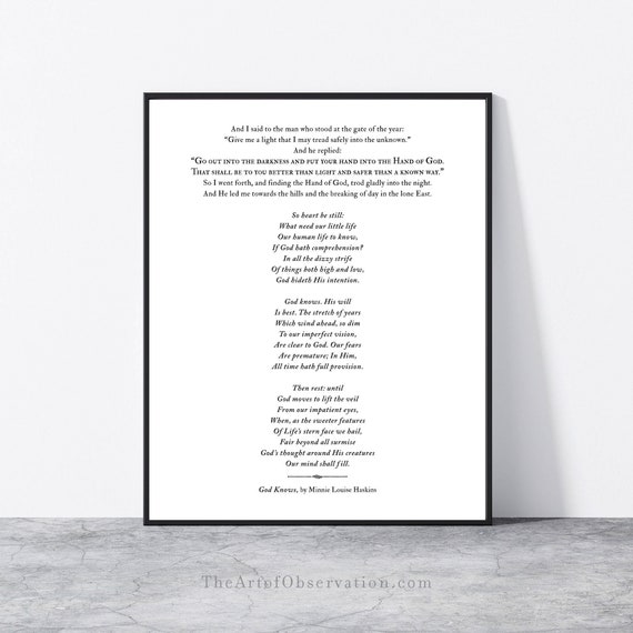 The Gate of the Year Poem Print God Knows by Minnie Louise | Etsy
