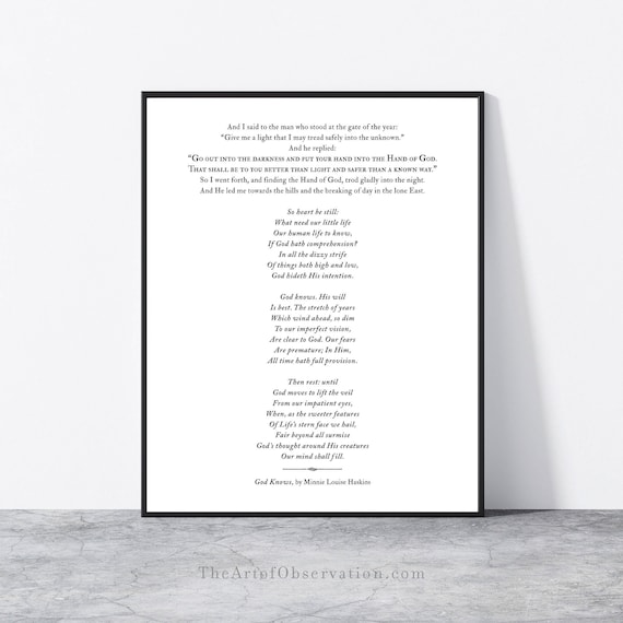 The Gate of the Year Poem Print God Knows by Minnie Louise | Etsy