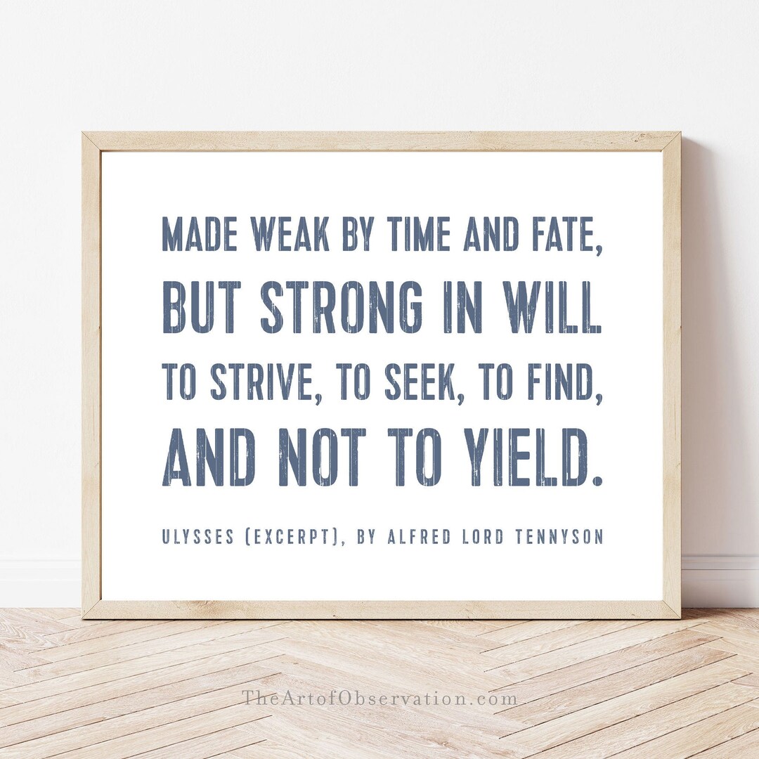 Alfred Lord Tennyson Quote Wall Art Print Ulysses Poem to Strive, to