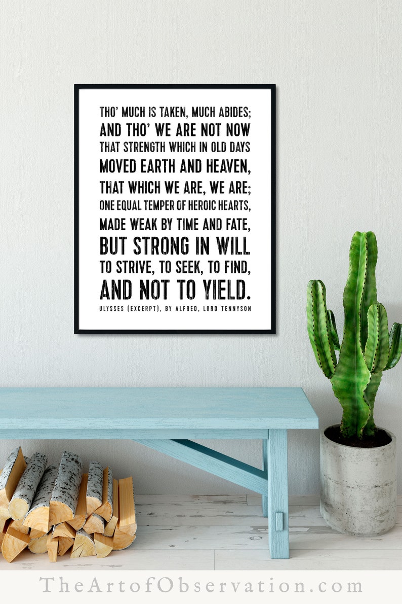 Ulysses Poem Print for him Alfred Lord Tennyson quote To Etsy