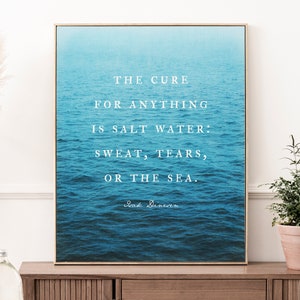 Custom Quote Ocean Wall Art Print beach house personalized decor Beachy gift for ocean lover Colorful blue decor for Lake house Bay home