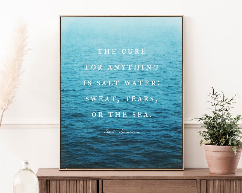 Custom Quote Ocean Wall Art Print beach house personalized decor Beachy gift for ocean lover Colorful blue decor for Lake house Bay home