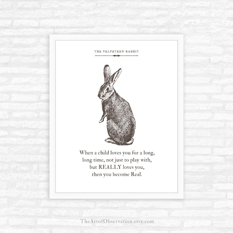velveteen rabbit quote print literary quote book page etsy