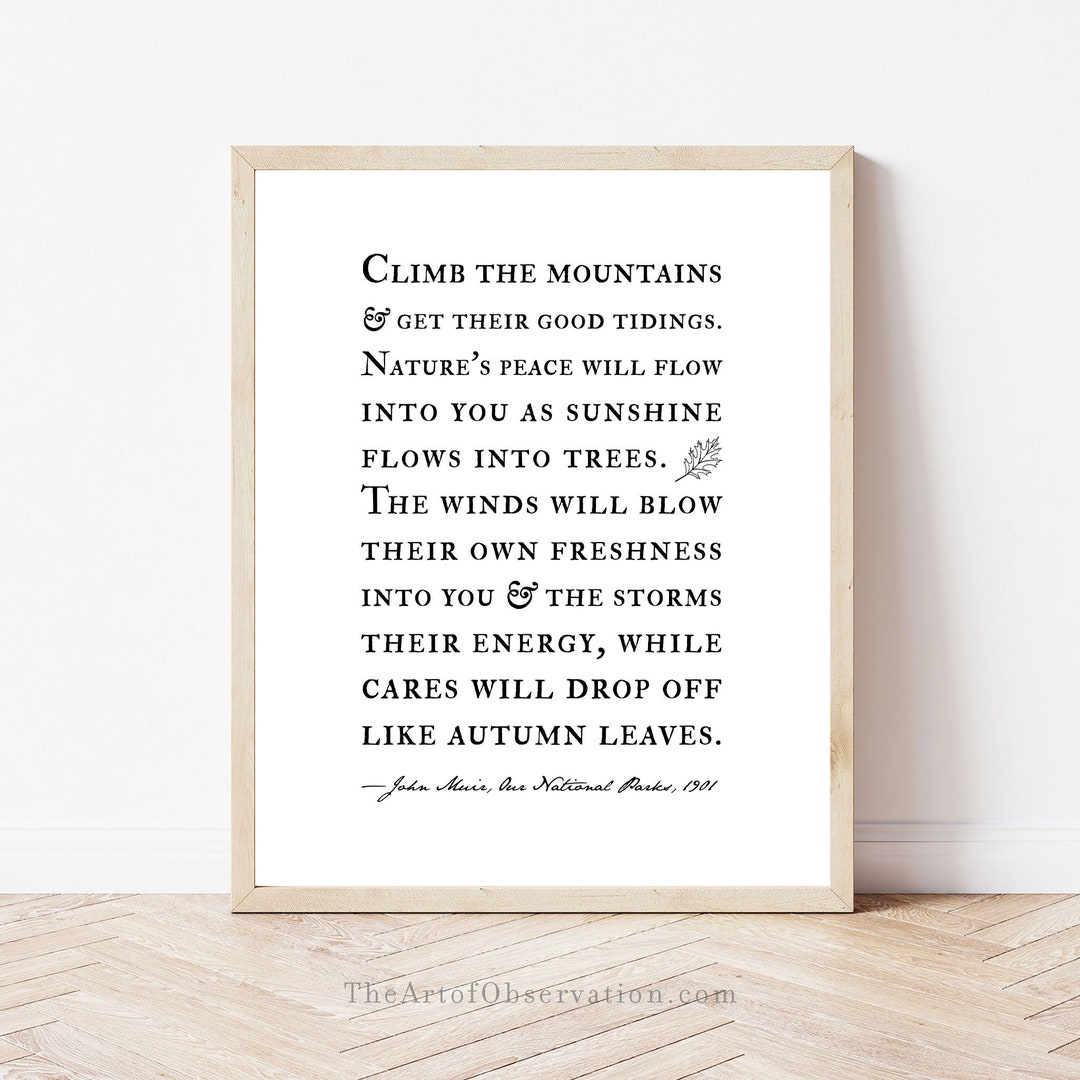 John Muir Quote Wall Art Framed Nature Quote on Canvas Climb the ...