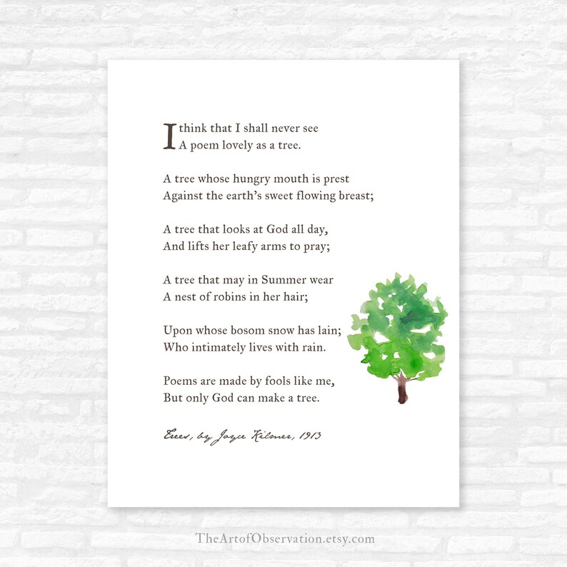 Joyce Kilmer Poem Called Trees