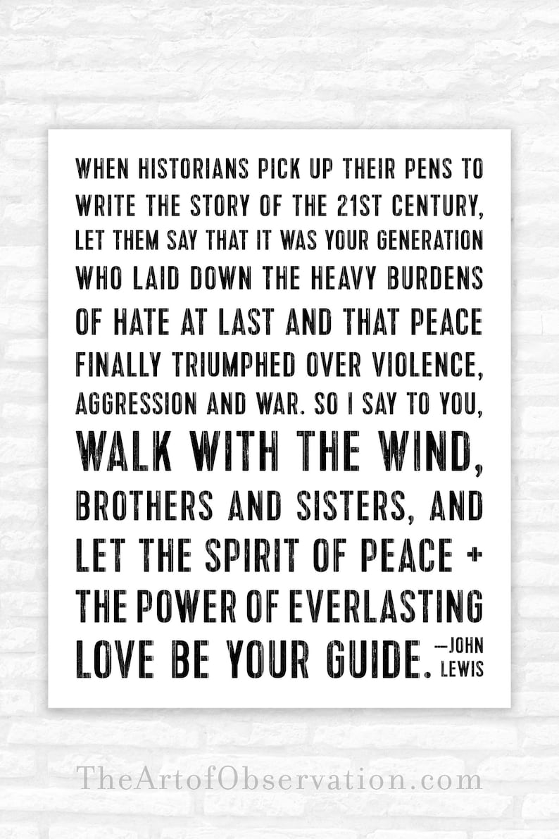 John Lewis Quote Print Inspirational Wall Art Graduation Gift Etsy