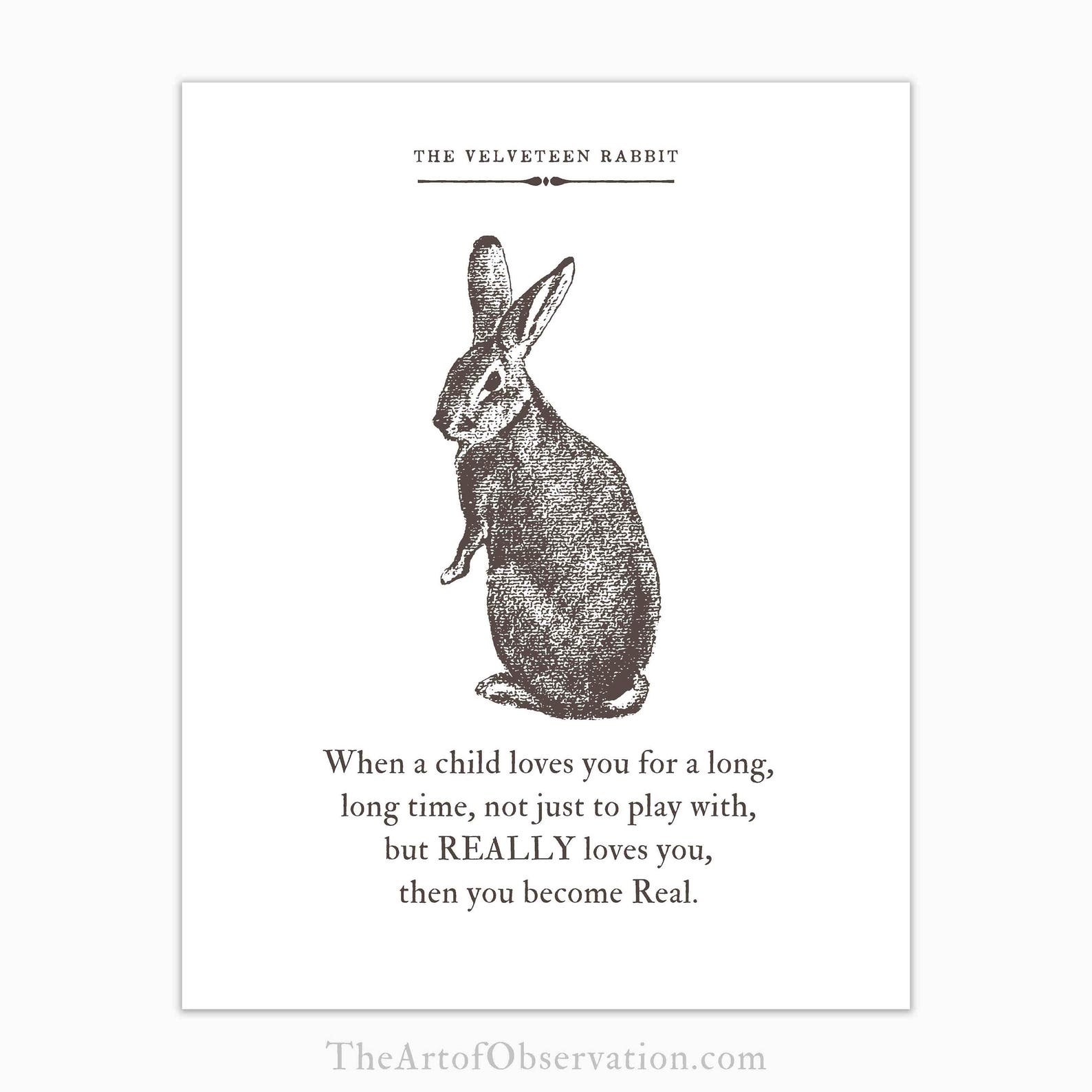 Velveteen Rabbit Quote Wall Art Print Literary Quote Gift for Etsy