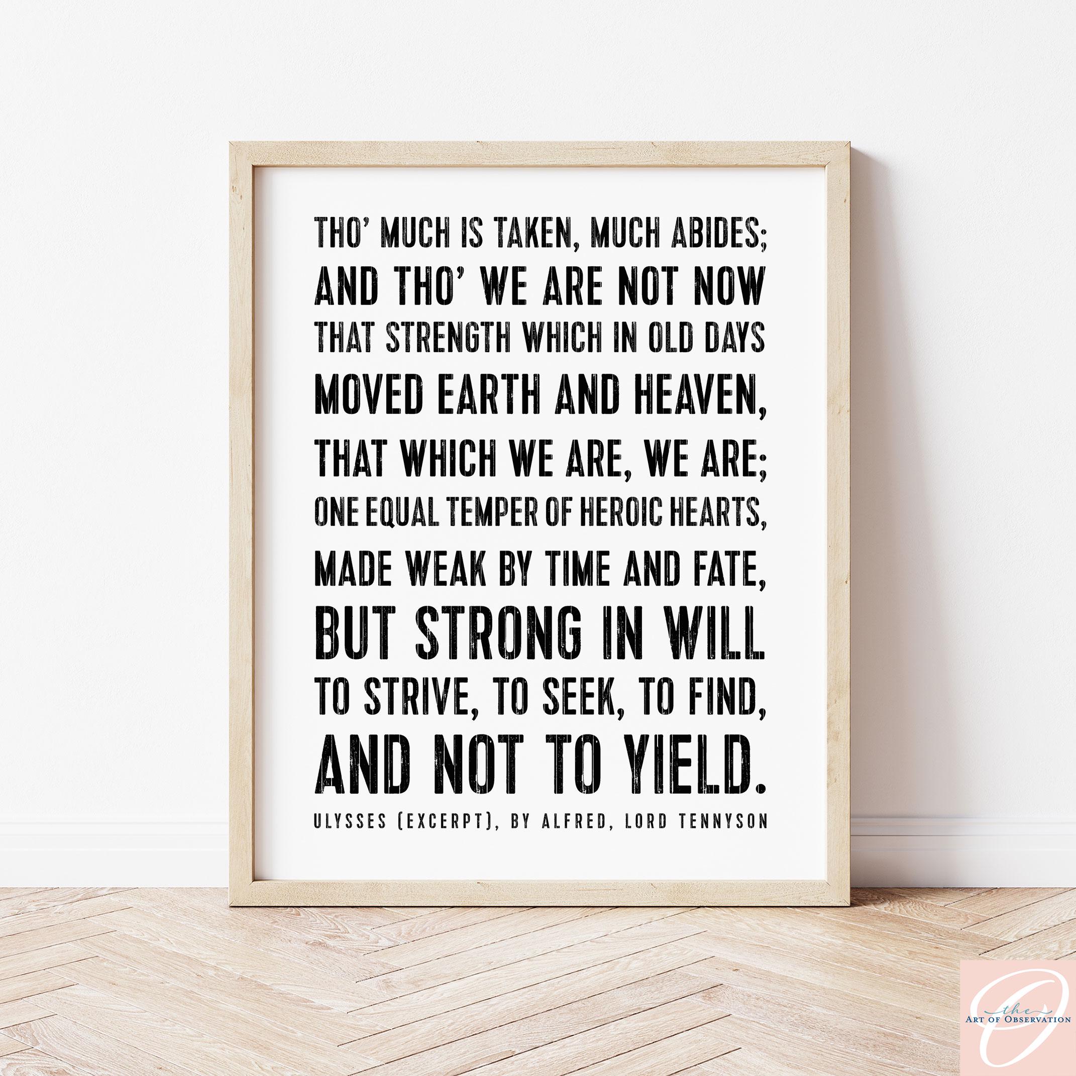 Ulysses Poem Print Framed: Tennyson Quote, Retirement Gift for him 