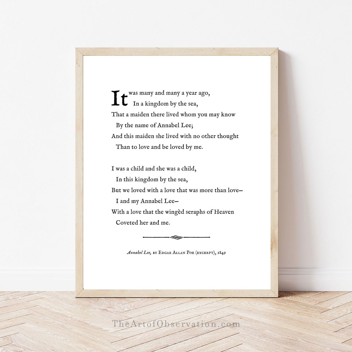 Annabel Lee Poem Print Edgar Allan Poe Poetry Unframed Wall - Etsy