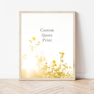 Custom Poem Print personalized gift Custom quote wall art print golden botanical decor Summer yellow flowers background picture with words