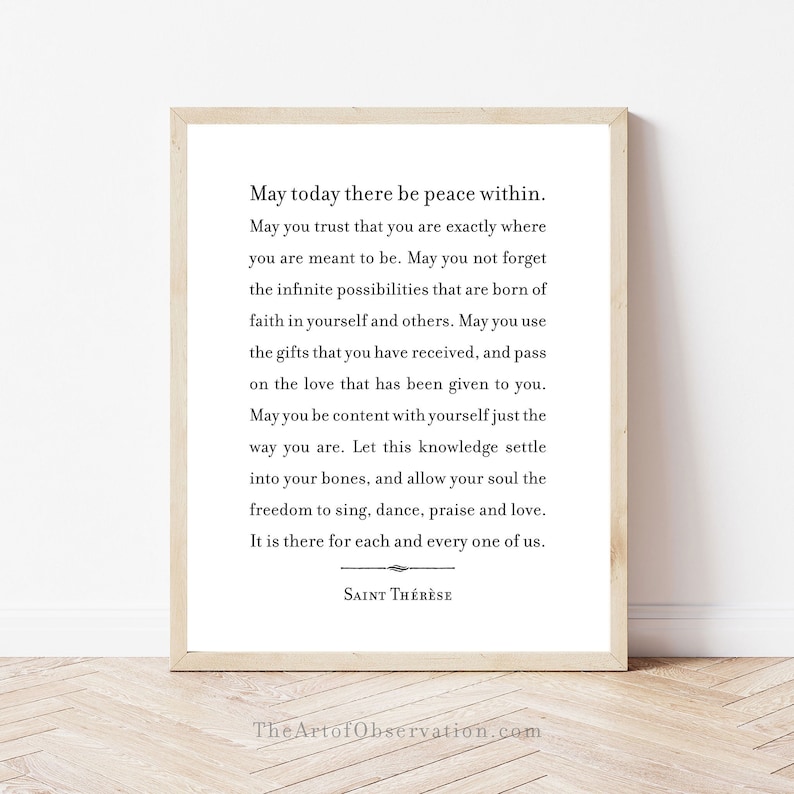 St. Therese Quote Print May today there be peace within Etsy