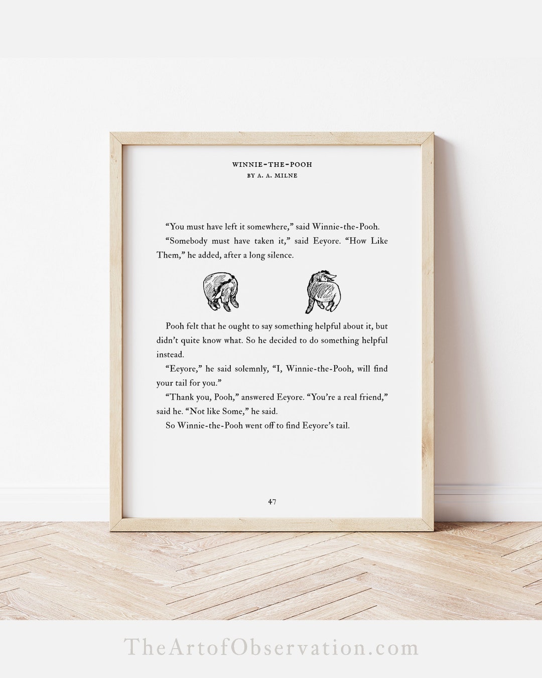 Eeyore Quote Wall Art Print Eeyore Decor Book Page Winniethepooh