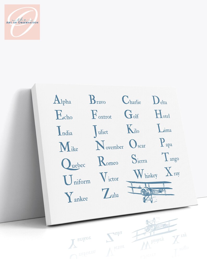 Biplane Lettering Phonetic Alphabet Aviation Art, Nursery Decor, Airplane Canvas - Etsy