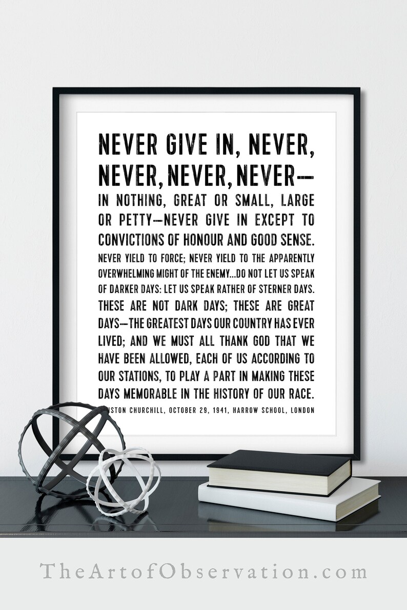 Winston churchill never give in speech analysis image