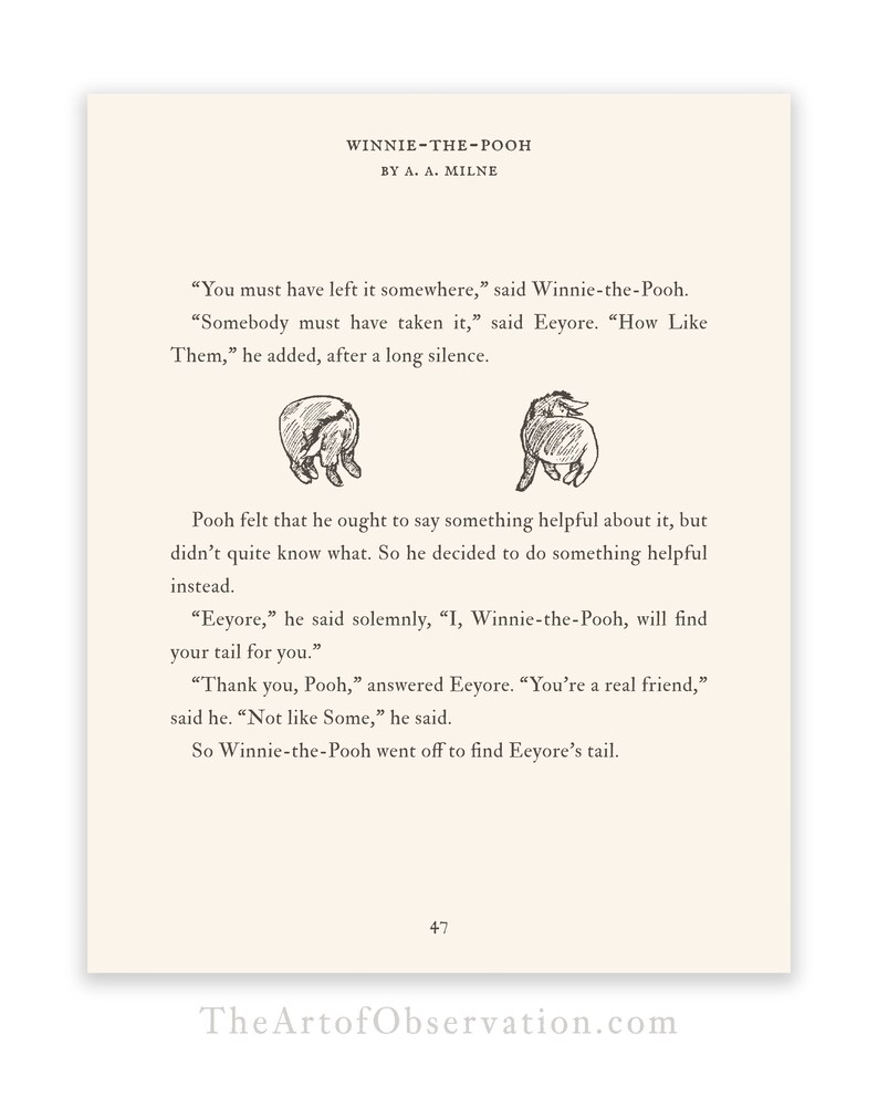Eeyore Quote Wall Art Print Eeyore Decor Book Page Etsy