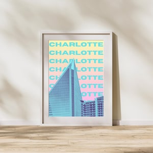 Charlotte, North Carolina Travel Poster - DIGITAL DOWNLOAD - Colorful Maximalist CLT Travel Art
