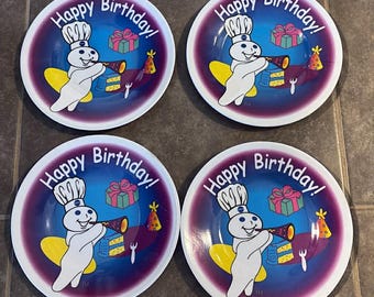 Vintage 1999 Pillsbury Doughboy Happy Birthday Plates Poppin Fresh 