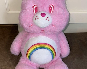 Cheer Bear Care Bears 14&quot; Plush Doll Pink Rainbow