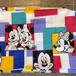Vintage Disney Mickey Mouse and Friends Twin Flat Bed Sheet