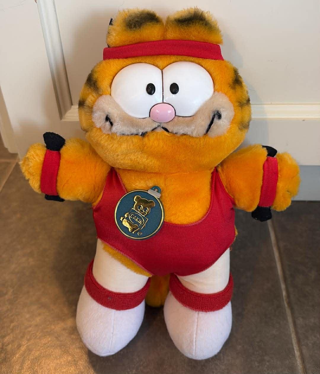Vintage 1981 Dakin Garfield Plush Toy Gym Workout 10 Inch - Etsy