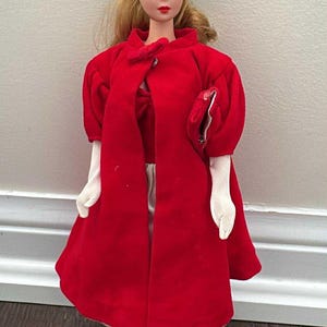 Vintage Barbie Ponytail Blonde Doll Silken Flame Red Flare Repro Handbag Coat 94