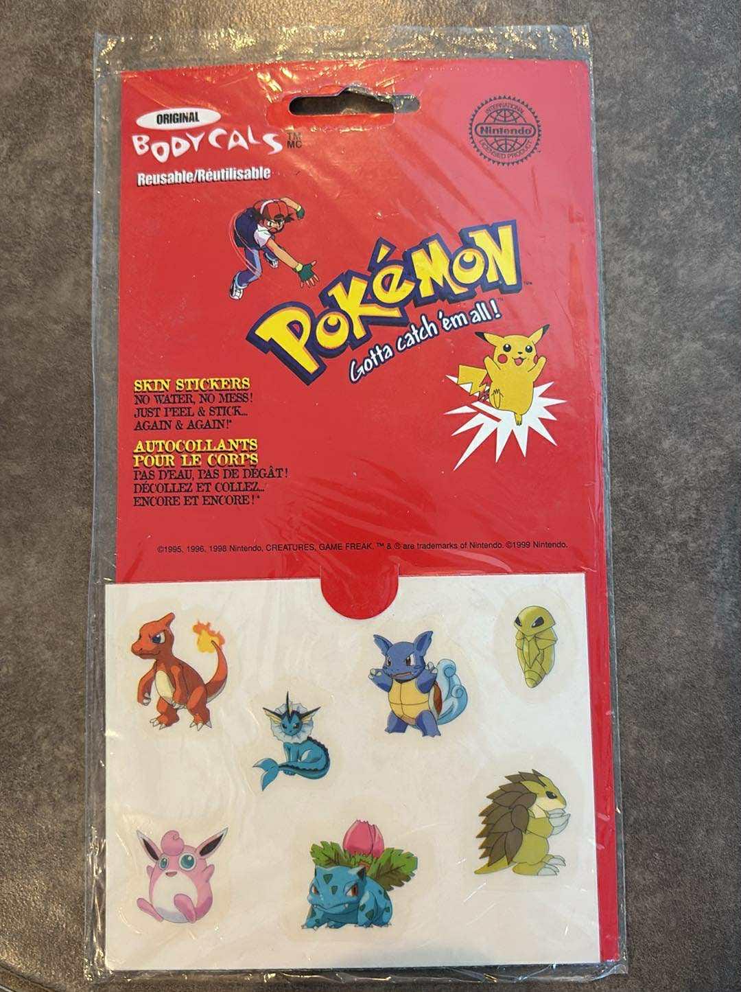 Sticker 1998 Vintage 1998 Nintendo Pokemon Original Bodycals Skin Stickers 3 Packs ...