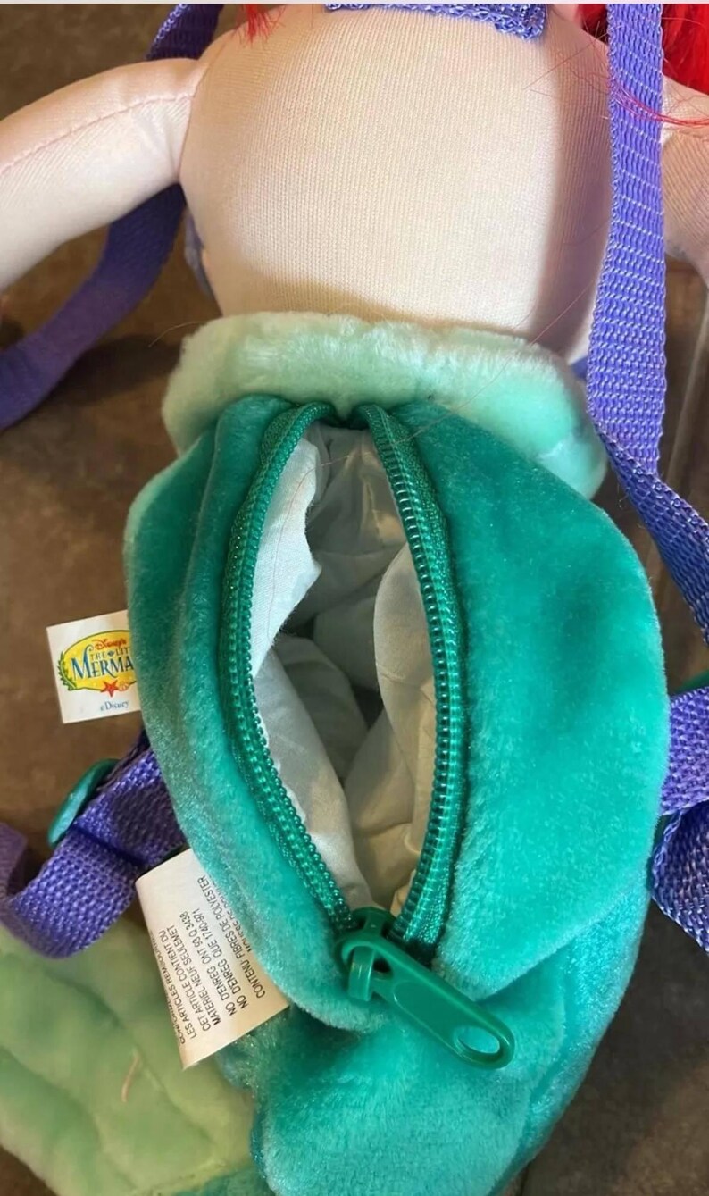 Vintage Walt Disney the Little Mermaid Ariel Plush Backpack Back Pack ...