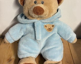 Peluche ours brun Ty Beanie Babies Pluffies BÉBÉ GARÇON BLEU 10 po