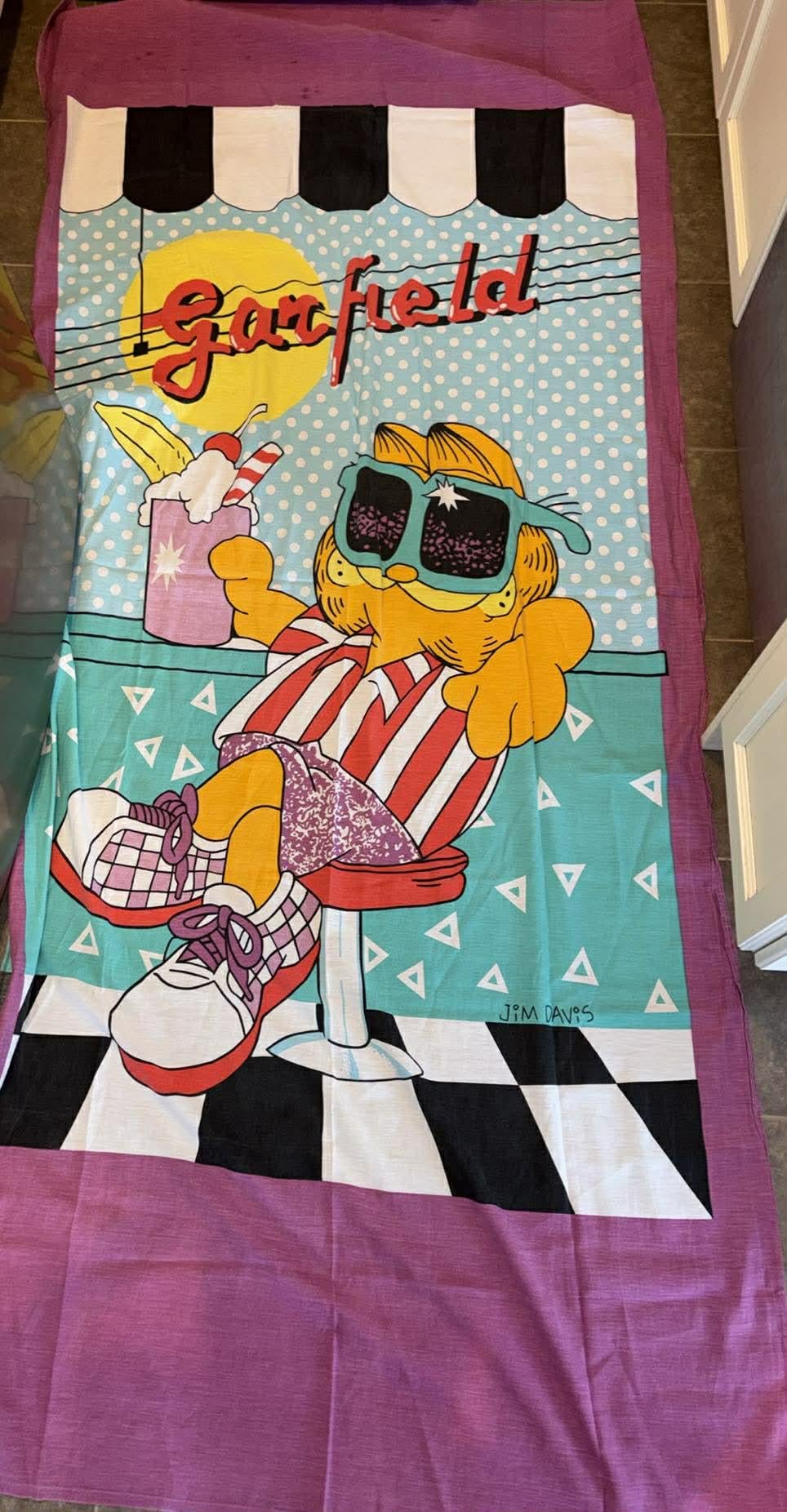 Couverture de couette vintage Garfield lit double réversible