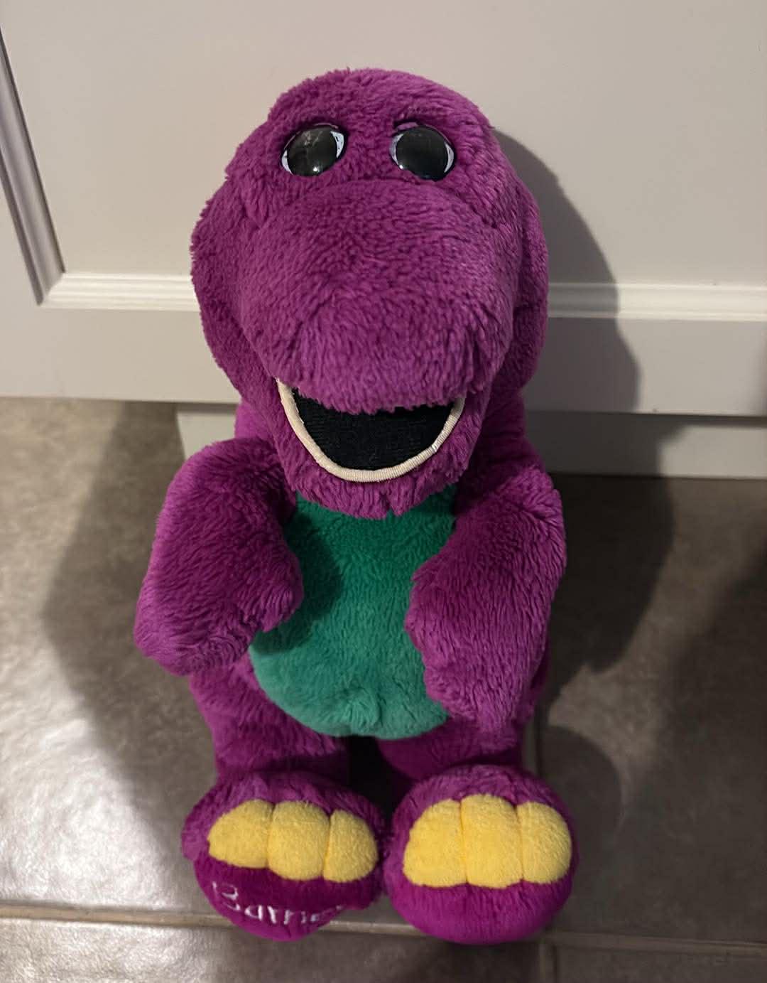 ヴィンテージ 1992 バーニー ザ ダイナソー ぬいぐるみ 口を開けた状態