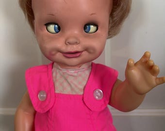 Vintage 1972 Saucy Expressions Doll in Original Outfit - All Faces