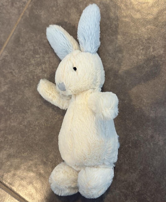 Jellycat Little Bunny Rabbit Plush Blue White Bobtail Chime Rattle