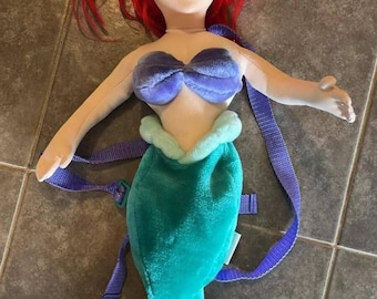 Vintage Walt Disney The Little Mermaid Ariel Plush Backpack Back Pack Bag