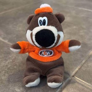 A&W Root Beer Rooty Promo Mascot Bear Stuffed Plush 5&quot;