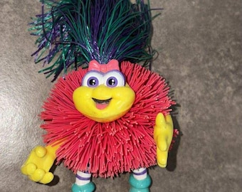Vintage 1995 Odzzon Koosh Lings Kids Pink Yellow Green Girl Bendable